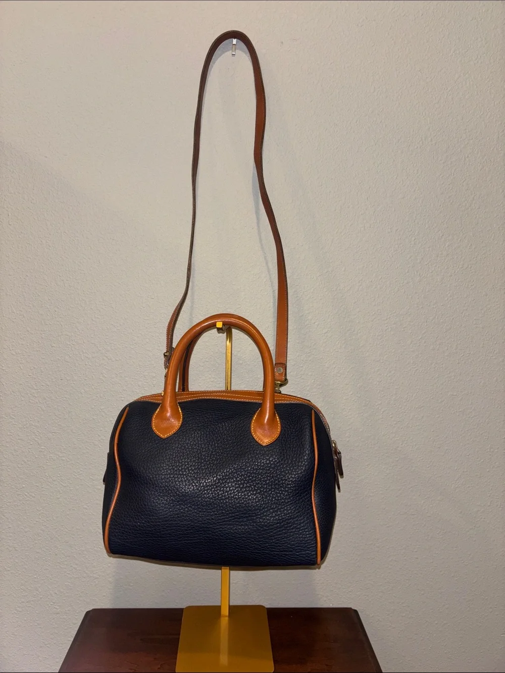 Dooney & Bourke Navy Pebbled Leather Satchel Crossbody